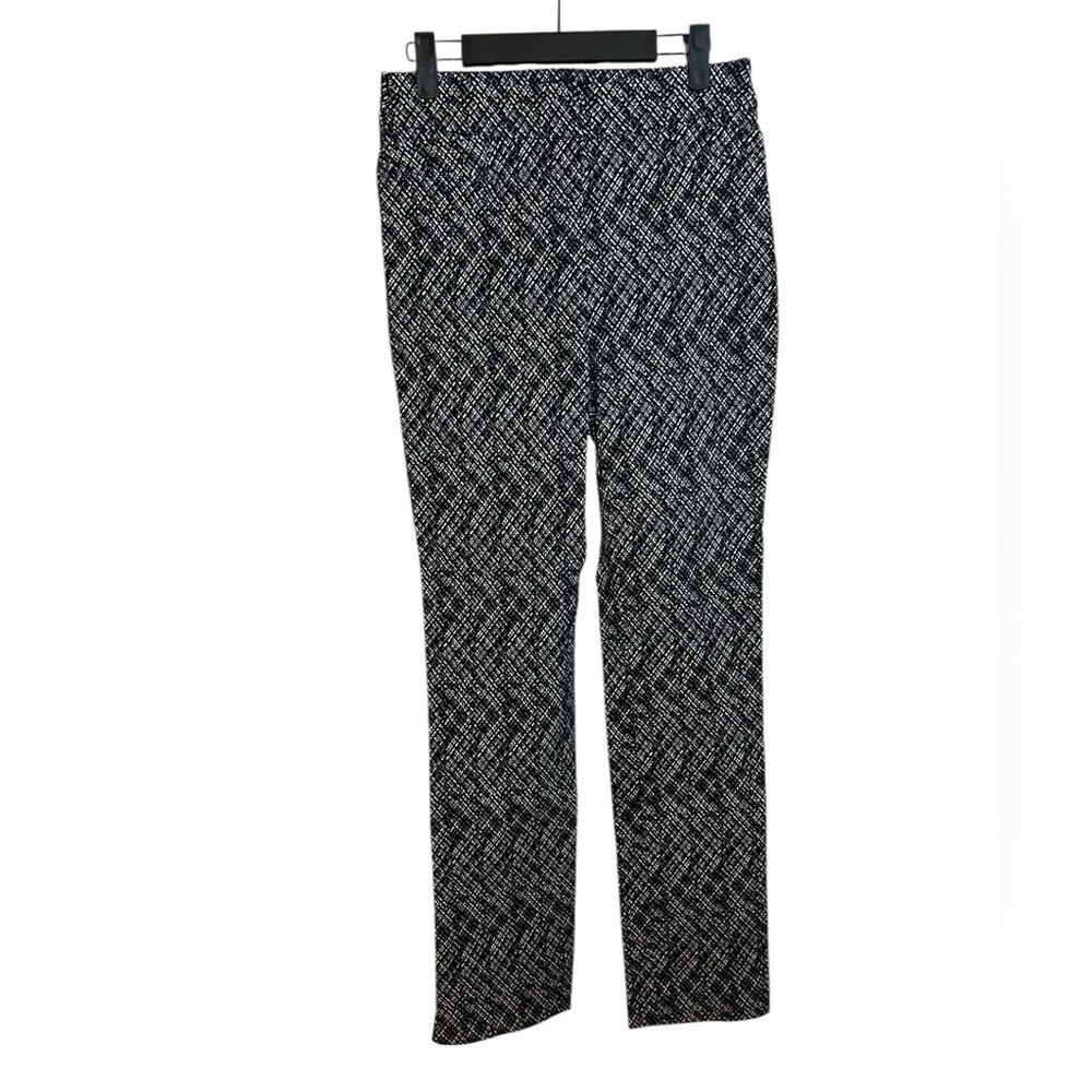 Renuar Black and White Patterned Stretch Ankle Pants